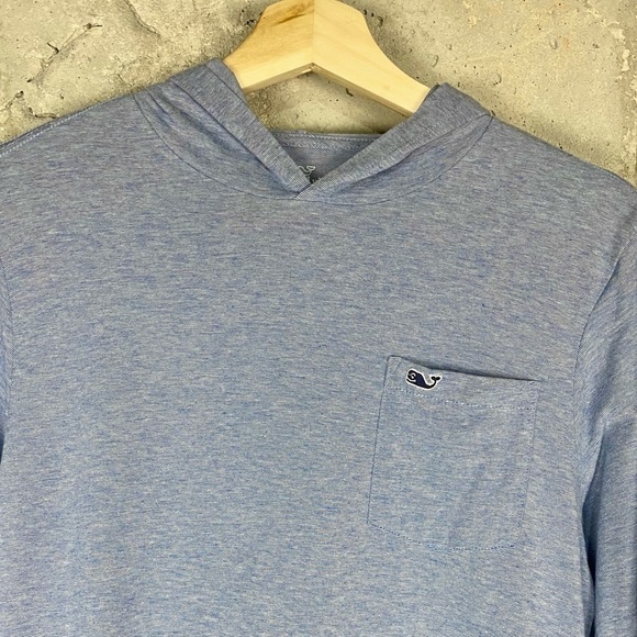 Vineyard vines blue micro striped lightweight hooded long sleeve pullover - Picture 3 of 7